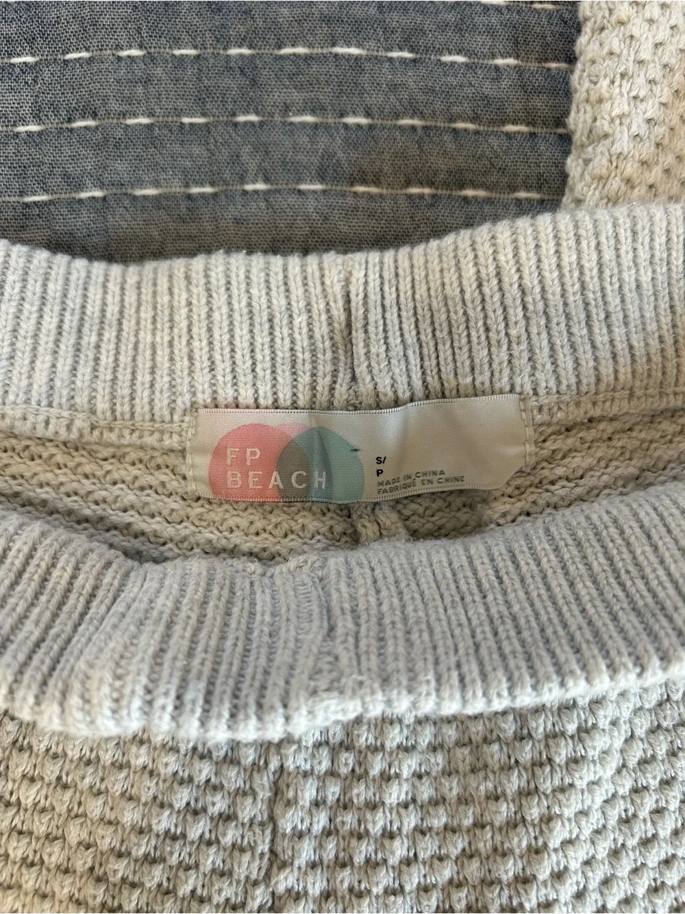 Free People Beach Heather Grey Waffle-Knit Pants